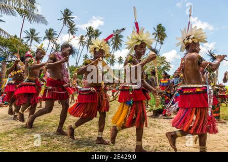 Traditional Milamala Dance of Trobriand Islands during the Festival of free Love, Kwebwaga, Papua New Guinea Stock Photo