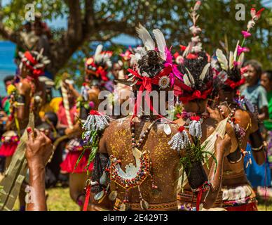 Traditional Milamala Dance of Trobriand Islands during the Festival of free Love, Kwebwaga, Papua New Guinea Stock Photo