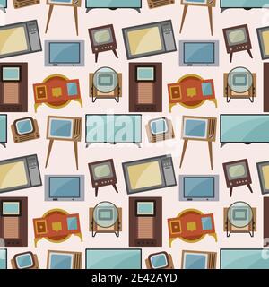 Television history. Evolution. Flat colour design vector icon set. Illustration Stock Vector