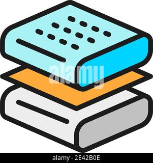 Orthopedic mattress layers, absorbing material flat color line icon. Stock Vector