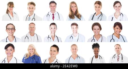 Happy Diverse Doctor People Group Set Or Team Stock Photo
