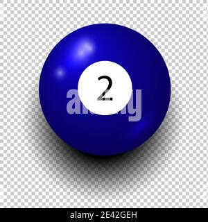 Stock vector of billiard ball number 2. Blue color. Isolated wind object on transparent background. EPS 10 Stock Vector