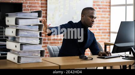 Digital Transformation. Accountant Using E Invoice Tax Document Software Stock Photo