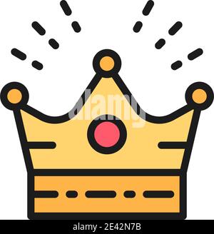 Crown, head accessory for celebration flat color line icon. Stock Vector