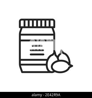 Sunflower seeds paste color line icon. Isolated vector element. Stock Vector