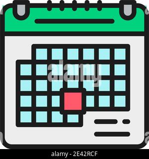 Holiday calendar, birthday, party time flat color line icon. Stock Vector