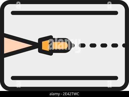 Mattress topper, zipper for mattress flat color line icon. Stock Vector