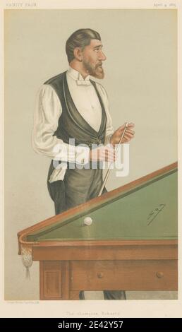 Leslie Matthew 'Spy' Ward, 1851â€“1922, British, Vanity Fair: Sports, Miscellaneous Billiards; 'The Champion Roberts', Mr. John Roberts, Jr., April 4, 1885, 1885. Chromolithograph. Stock Photo