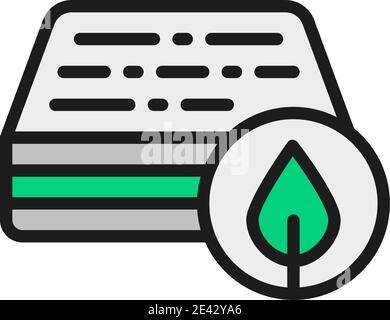 Orthopedic mattress with organic materials, soft mattress flat color line icon. Stock Vector