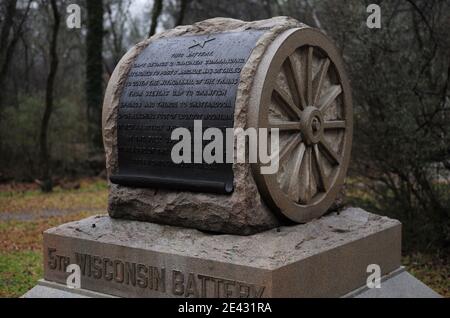 Memorial to Wisconsin battery at the Chickamauga Battlefield inGeorgia. Stock Photo