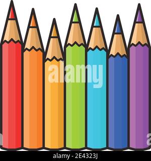 Rainbow coloured color pencils vector illustration for National Coloring Day on September 14 Stock Vector
