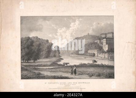 William Westall, 1781â€“1850, British, St. Vincent's Rocks, and the Hotwells, from the Ashton Fields, Clifton, 1827 or 1828. Lithograph. Stock Photo