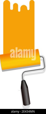 Roller painter, paintbrush vector illustration (Orange) Stock Vector