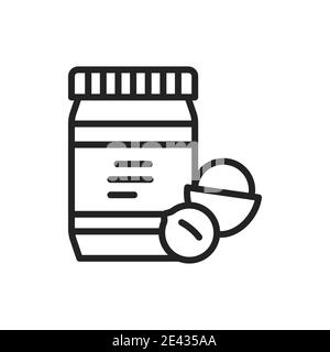 Macadamia paste color line icon. Isolated vector element. Stock Vector