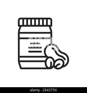 Peanut paste color line icon. Isolated vector element. Stock Vector