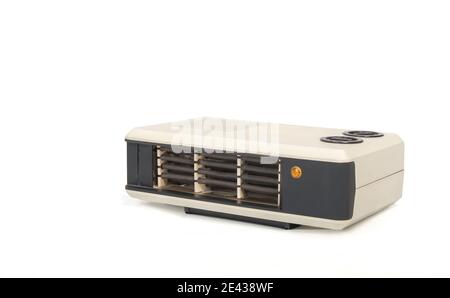 Retro, fan heater, heater, isolated on white background. Stock Photo