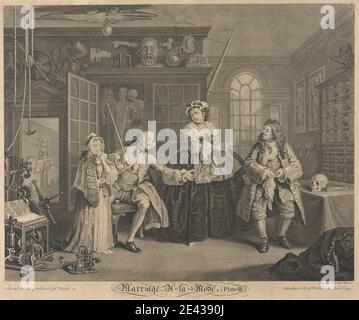 Bernard Baron, 1696â€“1762, French, Marriage A-La-Mode, Plate III: The Scene with the Quack, 1745. Engraving. Stock Photo