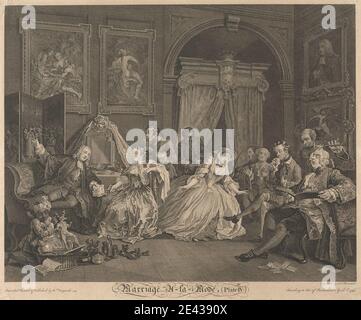 Simon Francois Ravenet, 1721â€“1774, French, active in Britain, Marriage A-La-Mode, Plate IV: The Toilet Scene, 1745. Engraving. Stock Photo