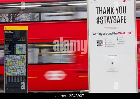 thank you #staysafe poster on oxford street in london west end Stock Photo