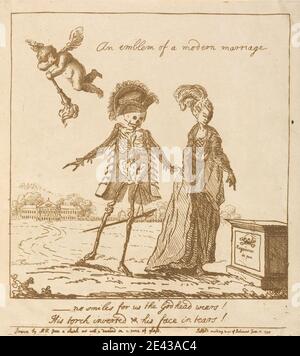 Print made by unknown artist, eighteenth century, An Emblem of a Modern Marriage, 1775. Etching. Stock Photo