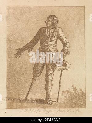 Print made by unknown artist, eighteenth century, A Sketch of a Beggar from the Life, 1770. Etching. Stock Photo
