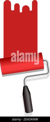 Roller painter, paintbrush vector illustration (Red) Stock Vector