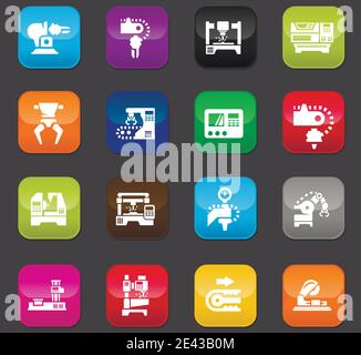 Machine tool icons set Stock Vector