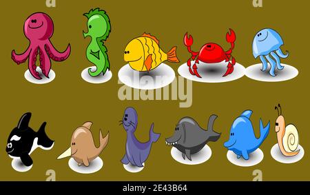 cute colorfull animals design art vector Stock Vector