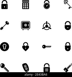 Keys and Locks icon - Expand to any size - Change to any colour. Perfect Flat Vector Contains such Icons as bank, combination, safety, safe, pin code, Stock Vector