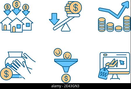 Business investment RGB color icons set Stock Vector