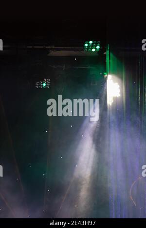 Theatrical scene without actors, scenic light and smoke Stock Photo