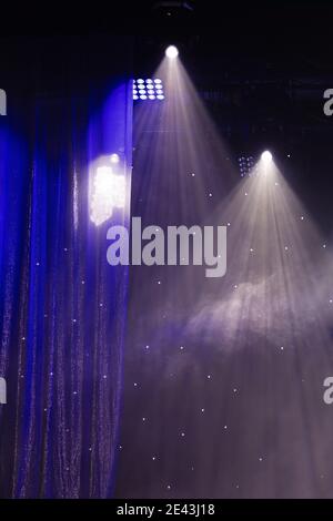 Theatrical scene without actors, scenic light and smoke Stock Photo