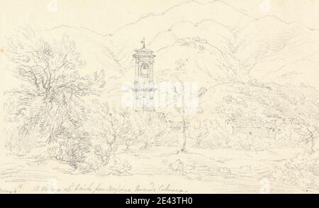 Sir Robert Smirke the younger, 1781â€“1867, British, A Village About Six Miles from Messina Towards Calanca, 1802-1804. Graphite on moderately thick, moderately textured, beige, wove paper. Stock Photo
