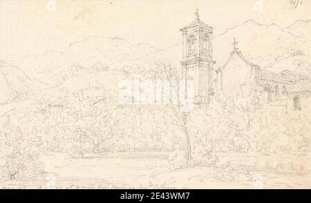 Sir Robert Smirke the younger, 1781â€“1867, British, A Village at 4 Miles from Messina, 1802-1804. Graphite on moderately thick, moderately textured, beige, wove paper. Stock Photo