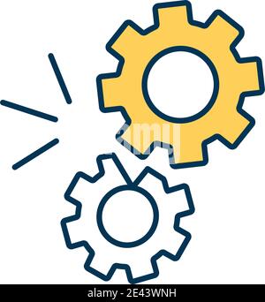 Operating cogwheels RGB color icon Stock Vector