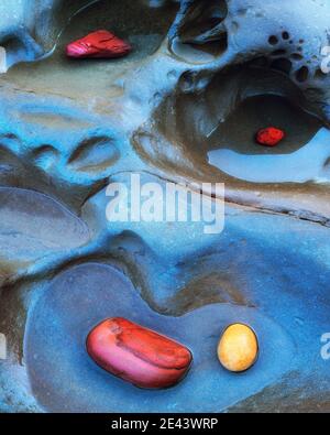 Texture patterns and colors on a cliff of a beach in Asturias Stock Photo