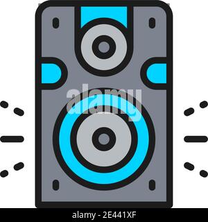 Speaker, subwoofer, audio equipment flat color line icon. Stock Vector