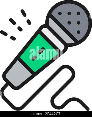 Microphone, karaoke, audio equipment flat color line icon. Stock Vector