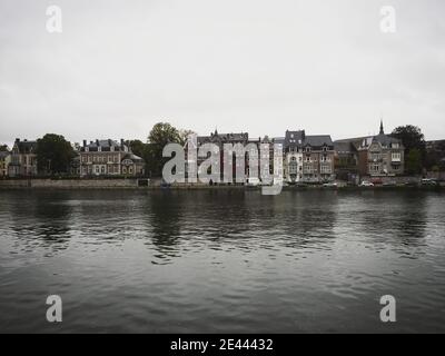 Panorama cityscape view of Namur city from Meuse Maas river Wallonia Belgium in Europe