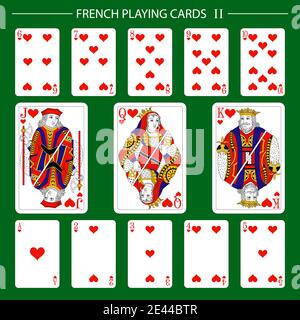 French playing cards suit hearts 2 Stock Vector