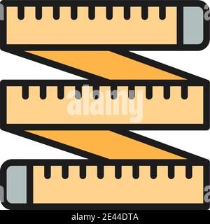 Measuring tape, tailor centimeter, roulette flat color line icon. Stock Vector