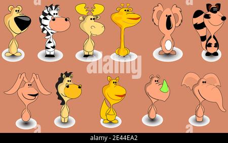 cute colorfull animals design art vector Stock Vector