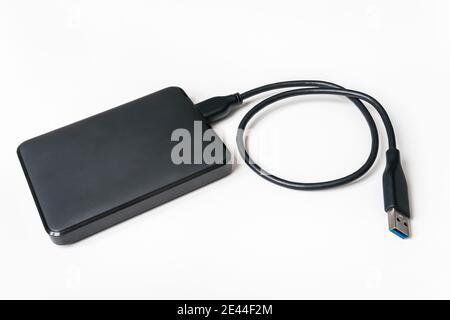 External hard disk (HDD) isolated on white background Stock Photo