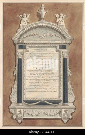 Daniel Lysons, 1762â€“1834, British, Memorial to Francis Phelips, from Sunbury Church, between 1796 and 1811. Pen and black ink, watercolor and gouache over graphite on medium, slightly textured, cream wove paper.   architectural subject , church , memorial. England , Greater London , London , St. Mary's Church , Sunbury , United Kingdom Stock Photo