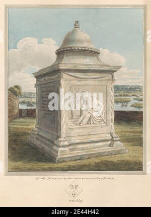 Daniel Lysons, 1762â€“1834, British, Tomb of Ann Buckley, from Sunbury Churchyard, between 1796 and 1811. Pen and black ink and watercolor over graphite on medium, slightly textured, cream wove paper.   architectural subject , church , memorial. England , Greater London , London , St. Mary's Church , Sunbury , United Kingdom Stock Photo
