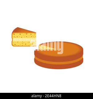 Homemade Cream Pie and Slice flat color vector icon Stock Vector