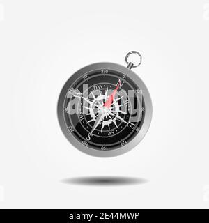 Creative vector illustration of wind rose magnetic compass isolated on transparent background. Art design for global travel, tourism, exploration. Con Stock Vector