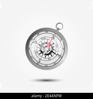 Creative vector illustration of wind rose magnetic compass isolated on transparent background. Art design for global travel, tourism, exploration. Con Stock Vector