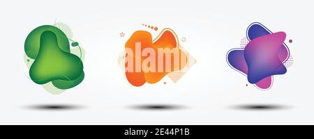 Set of abstract modern graphic elements. Dynamical colored forms and line. Stock Vector