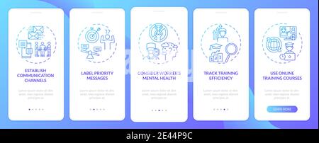 Employee reboarding tips onboarding mobile app page screen with concepts Stock Vector